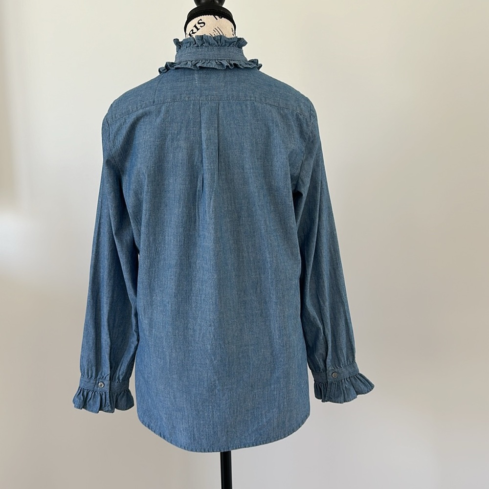 J Crew Classic Buttoned Down Ruffled Collar Shirt - image 7